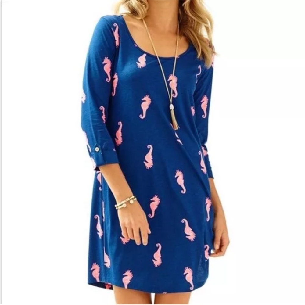 Lilly Pulitzer Ocean Ridge Dress in Navy Horsing Around Motif Size XXS